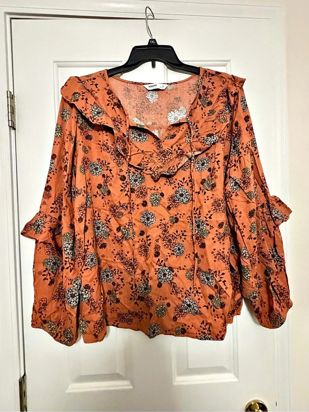 Sonoma Floral Blouse in Orange Size 2X Like New